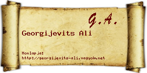 Georgijevits Ali névjegykártya